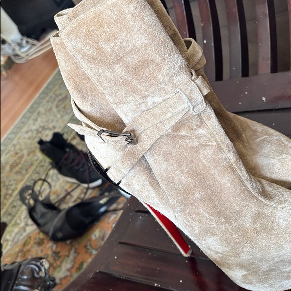 Christian Louboutin Tan Suede Ankle Booties - Picture 2 of 3